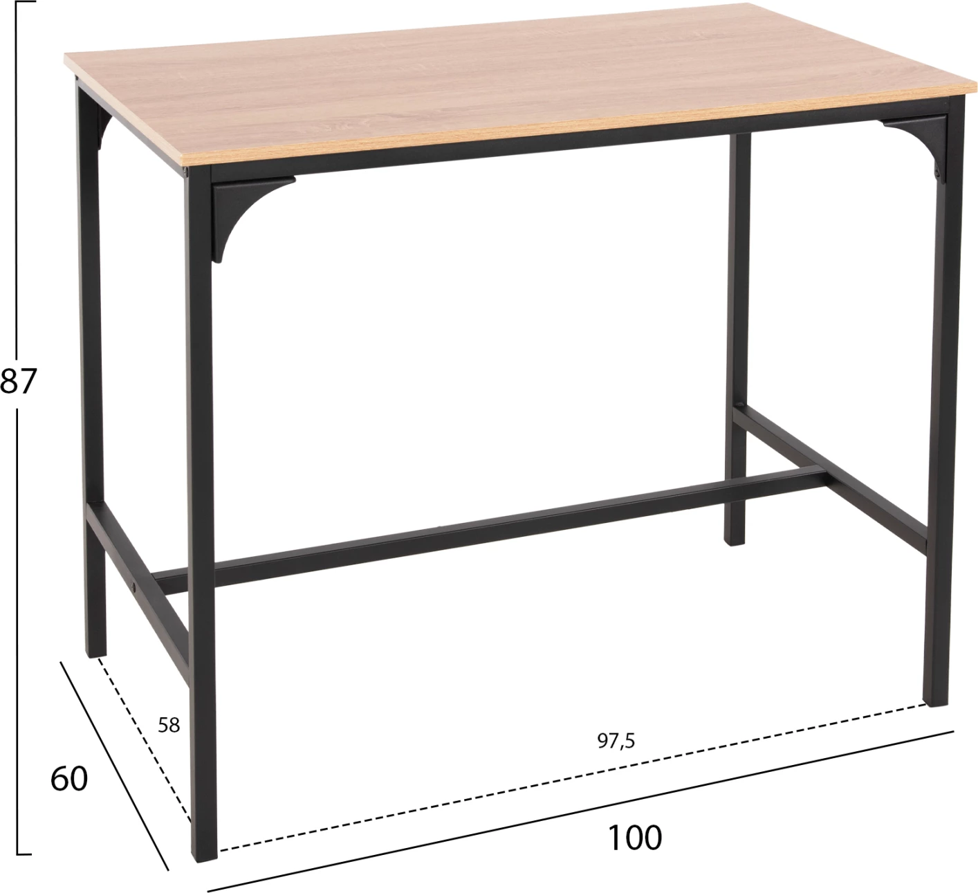 Jedilni set za bar, 5-delni, BOXY FH9882.01, črna kovinska ogrodja, sonoma melamin