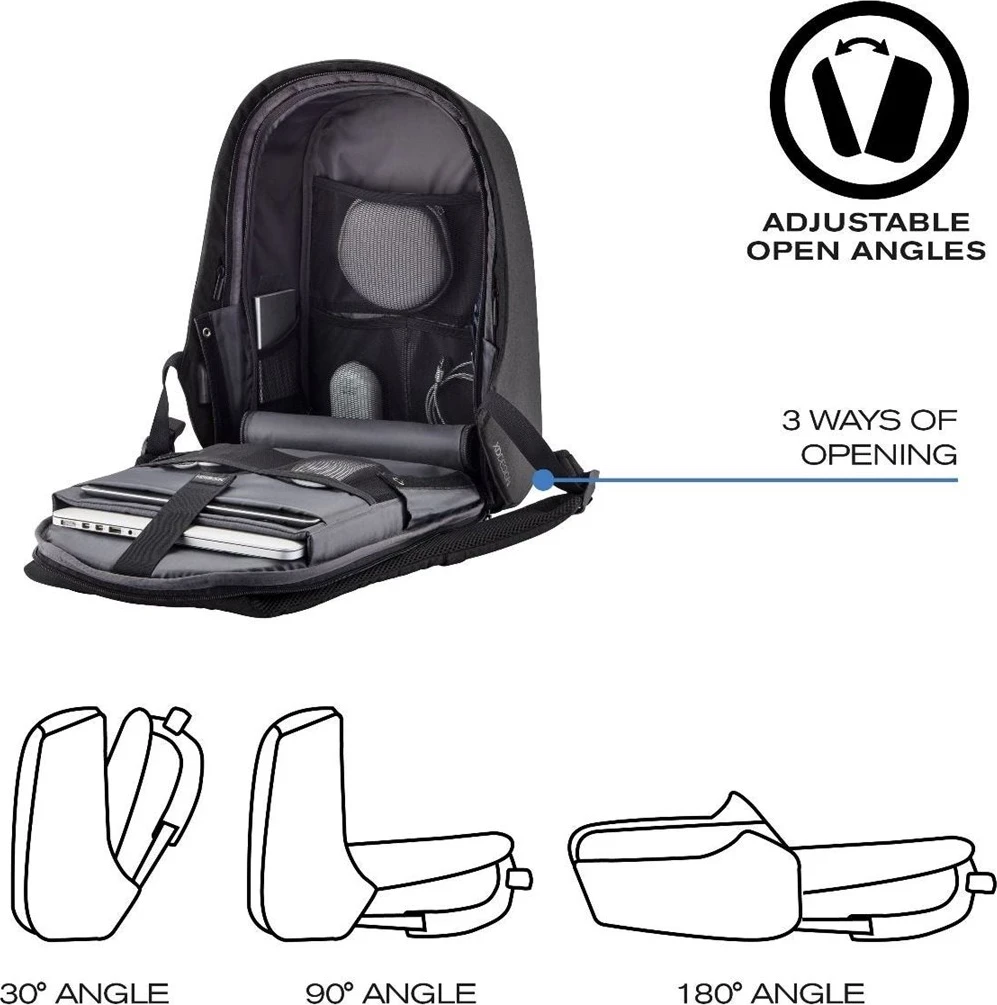 Prostorna protikradenska črna nahrbtnik za prenosnik XD Design
