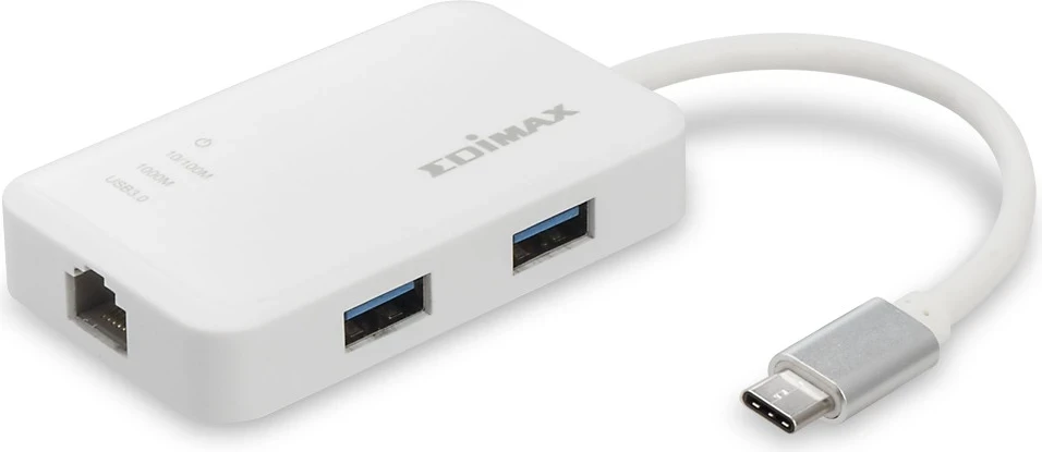 USB-C hub z 3 vrati SuperSpeed USB 3.0 in Ethernet, Edimax EU-4308, bel