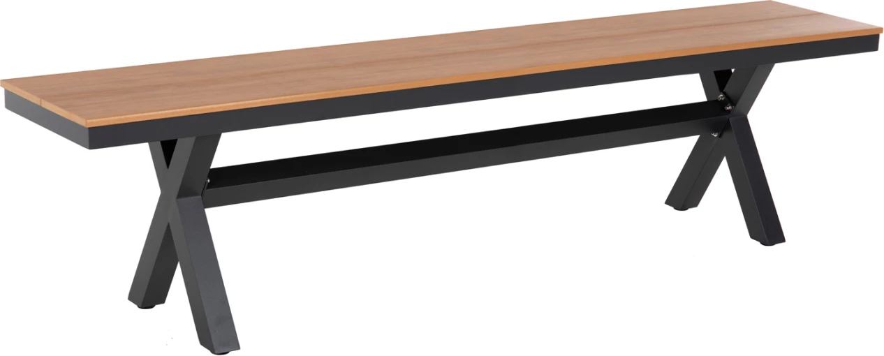 Aluminijasta klop TAWNEE FH6040.01 antracit - sedež iz polilesa v naravni barvi lesa 220x36x44,5Hcm