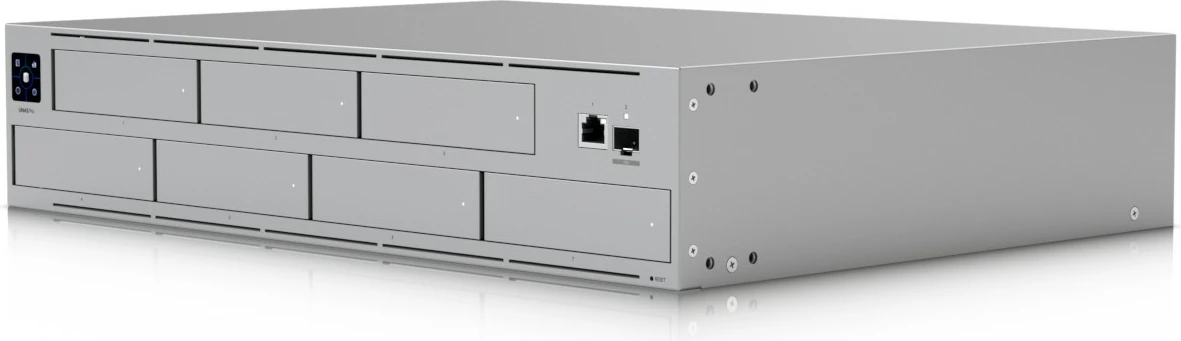 Profesionalni NAS Ubiquiti UNAS-Pro, 7x HDD/SSD, 8GB RAM, 1x GbE, 1x SFP+, rack 2U, siva
