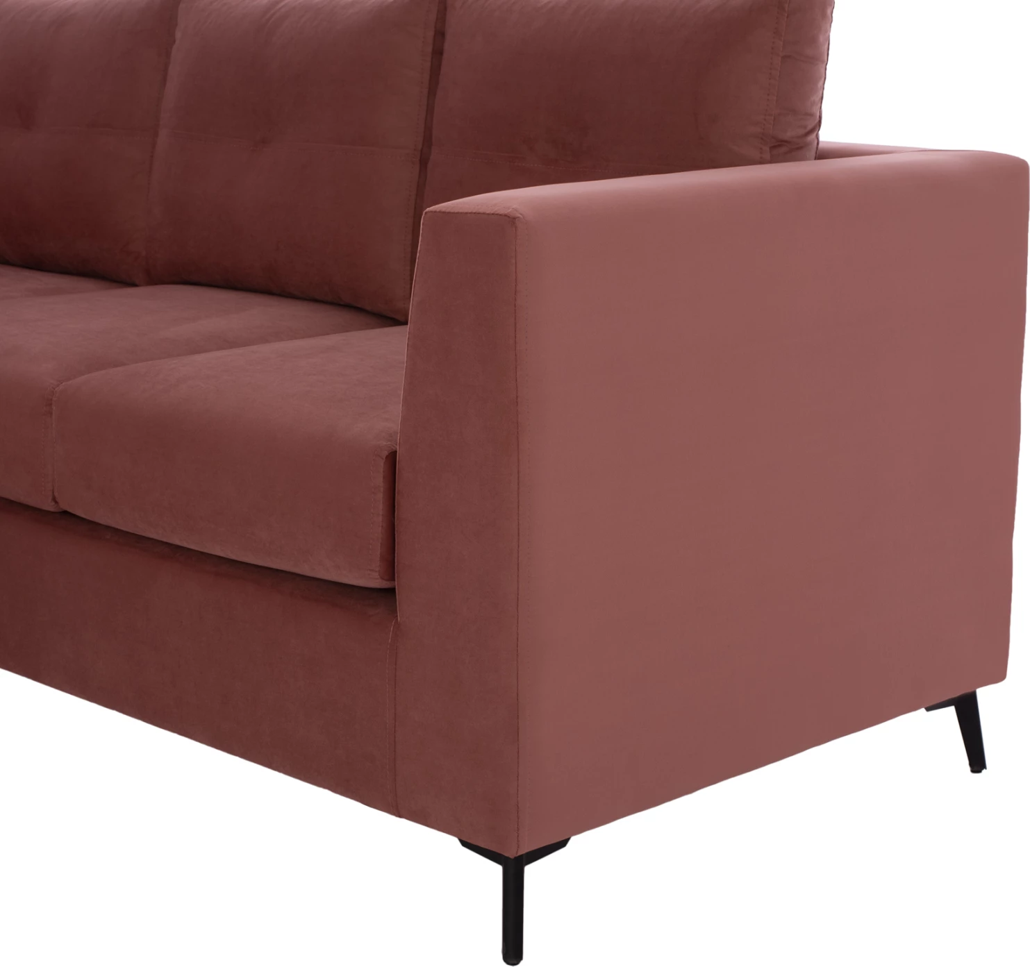 Kotna sedežna garnitura ΡONZA, prašno roza, visoke noge, 2 kosa, reverzibilna, tkanina, odporna na madeže in vodo