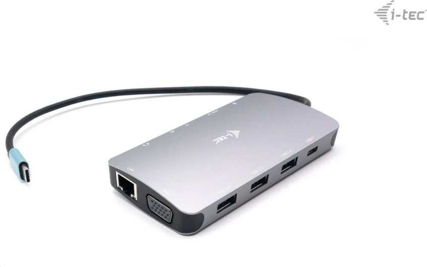 Prenosni kovinski dok I-Tec Metal USB-C Travel Nano Dock, HDMI/VGA, LAN, Power Delivery 100W, srebrn