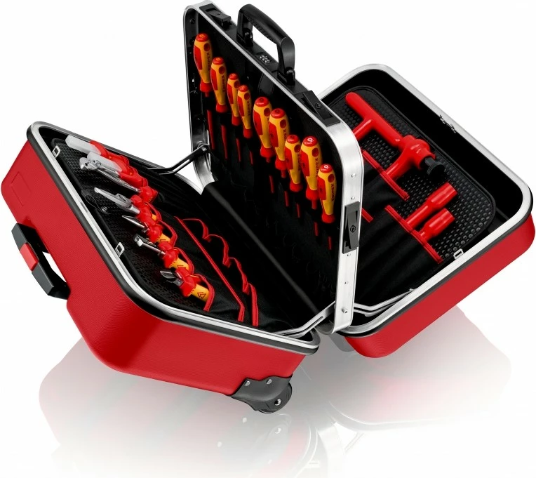 Kovček za orodje Knipex 98 99 15, ABS/aluminij, 2 predelka, črno/rdeč