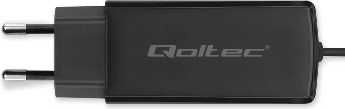 Stenski polnilec 65W GaN, USB-C 3.1, črn Qoltec