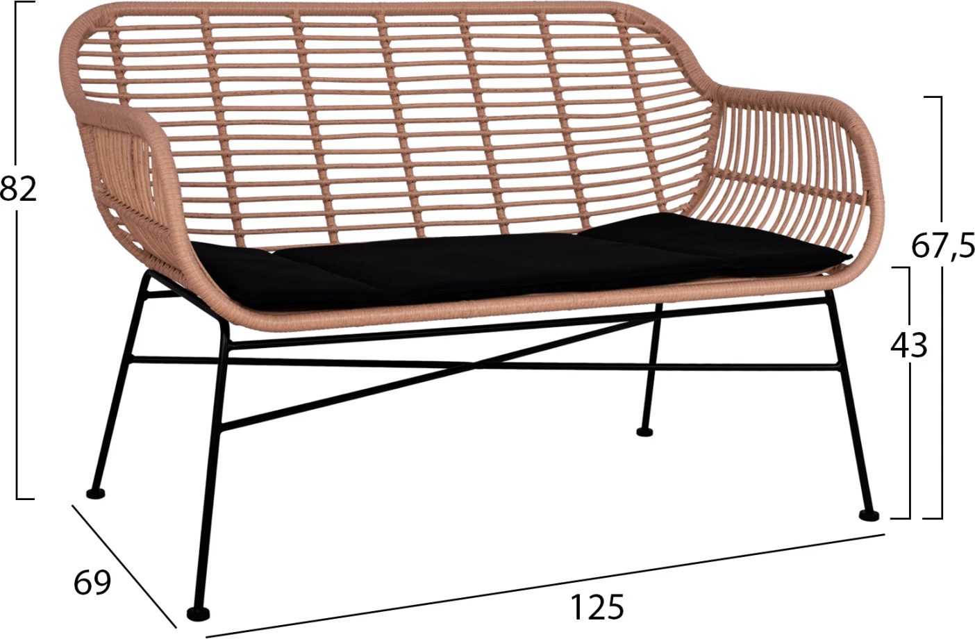 Kovinski set za zunanje prostore 4 kosi Allegra FH5460 Pletivo v bež barvi