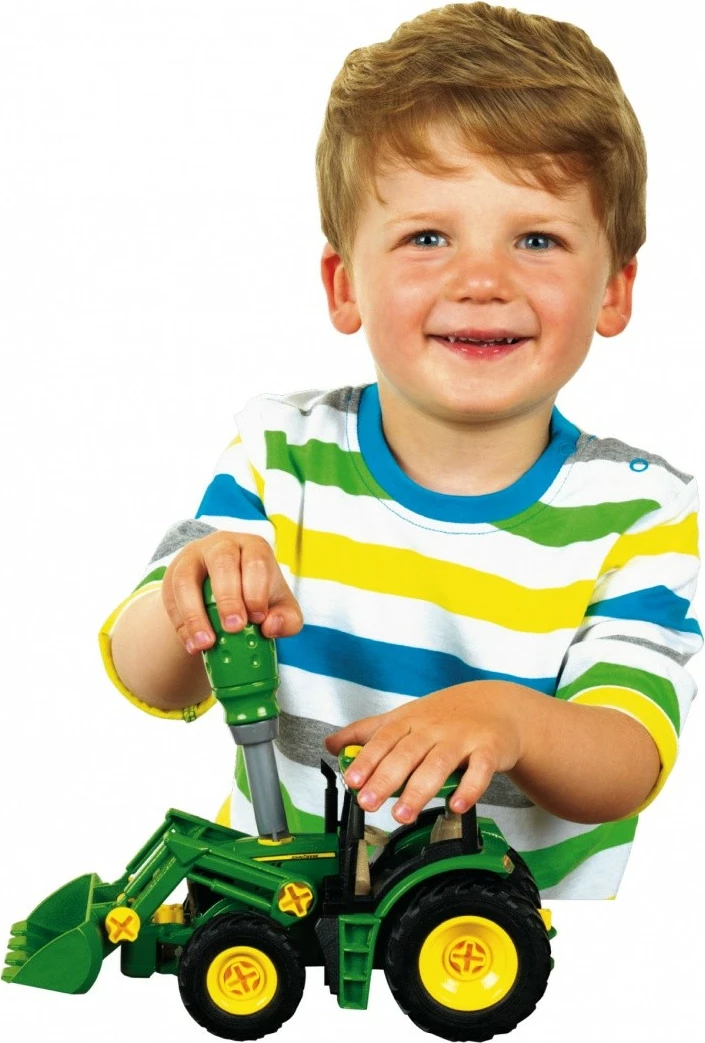 Igrača traktor John Deere 6215R Klein za otroke, zelen/rumen/črn