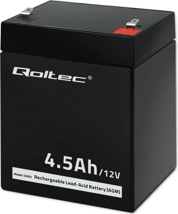 AGM baterija 4,5Ah, 12V, Qoltec 53033, črna