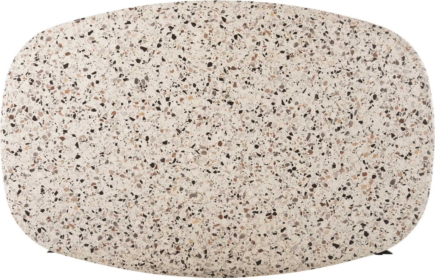 Ovalna jedilna miza RODDEN FH11903.03 Werzalit namizna plošča v barvi teraco - črna kovinska osnova 146x94x75H cm