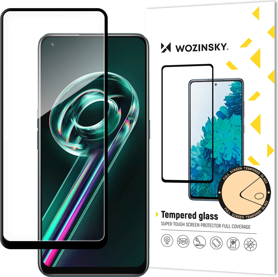 Kaljeno zaščitno steklo, polno lepljenje s črnim okvirjem za Realme 9 Pro+, Wozinsky
