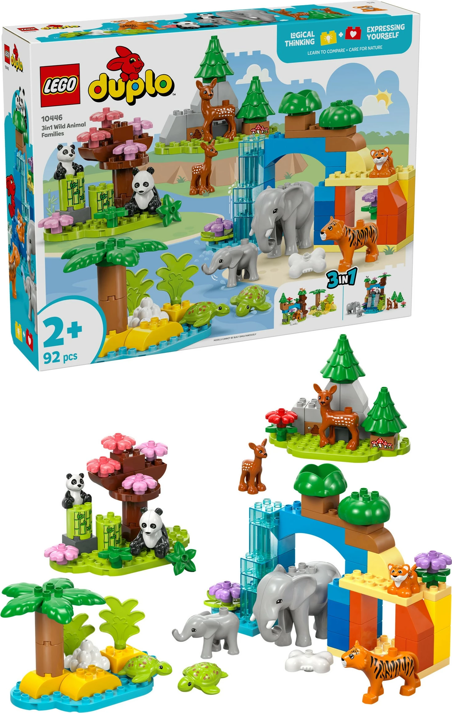 Igralni set LEGO DUPLO 10446 Wildtier-Familien 3‑v‑1, 92 kosi, večbarven