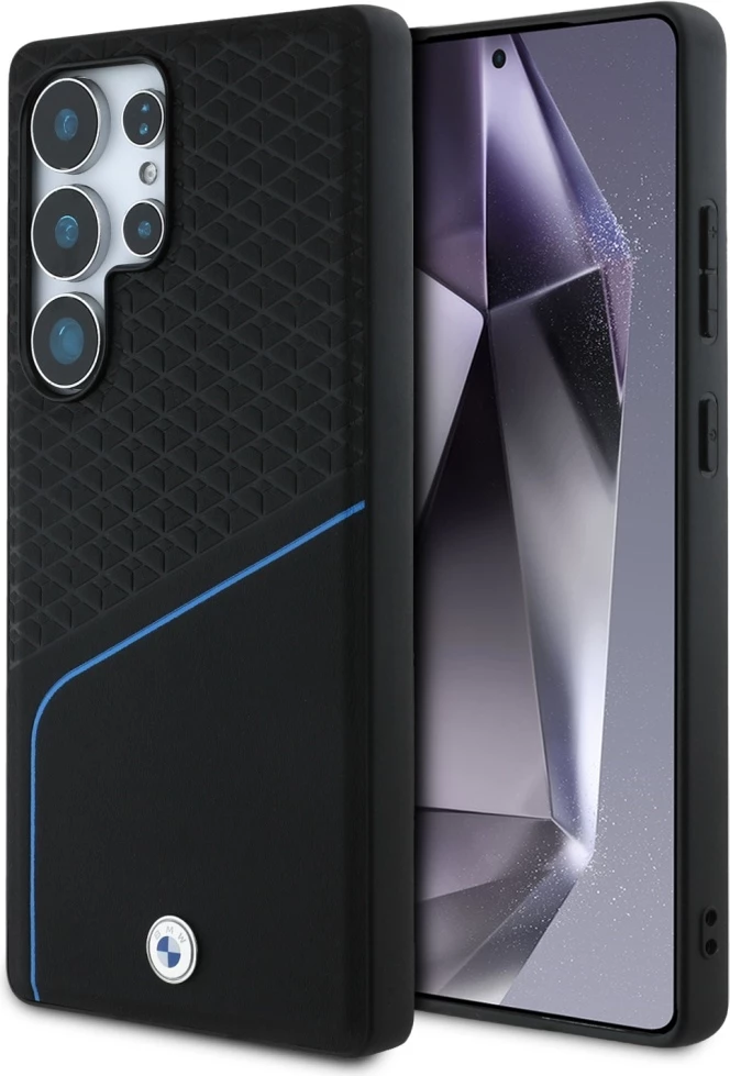 Ohišje iz usnja z teksturo in gladko površino MagSafe za Samsung Galaxy S25 Ultra, BMW, črno