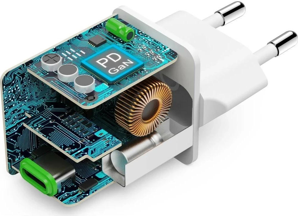 Supermini omrežni polnilec 45W GaN PD/QC, 1x USB-C, bel — Hama