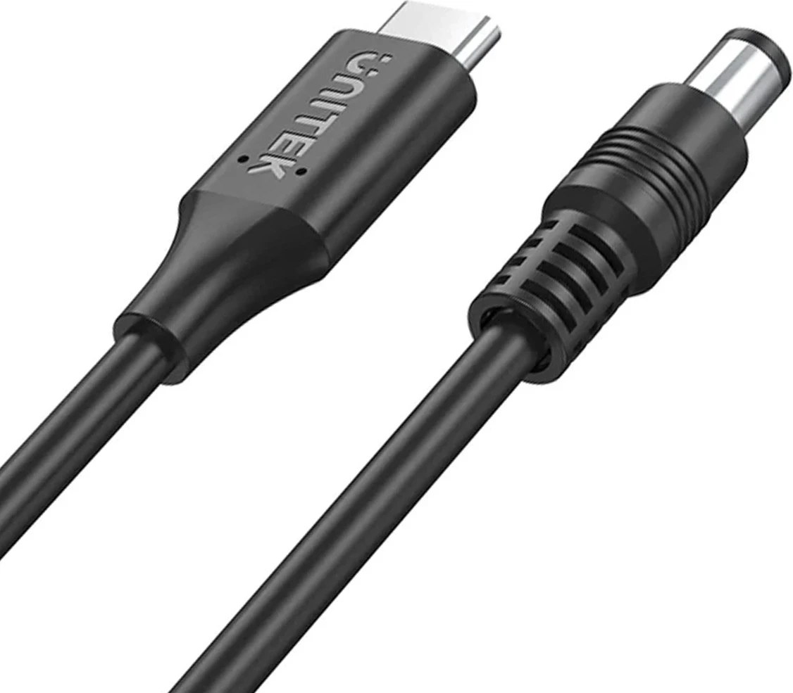 Napajalni kabel za prenosnik, Unitek 65W USB-C na DC5,5, črn (za Acer)