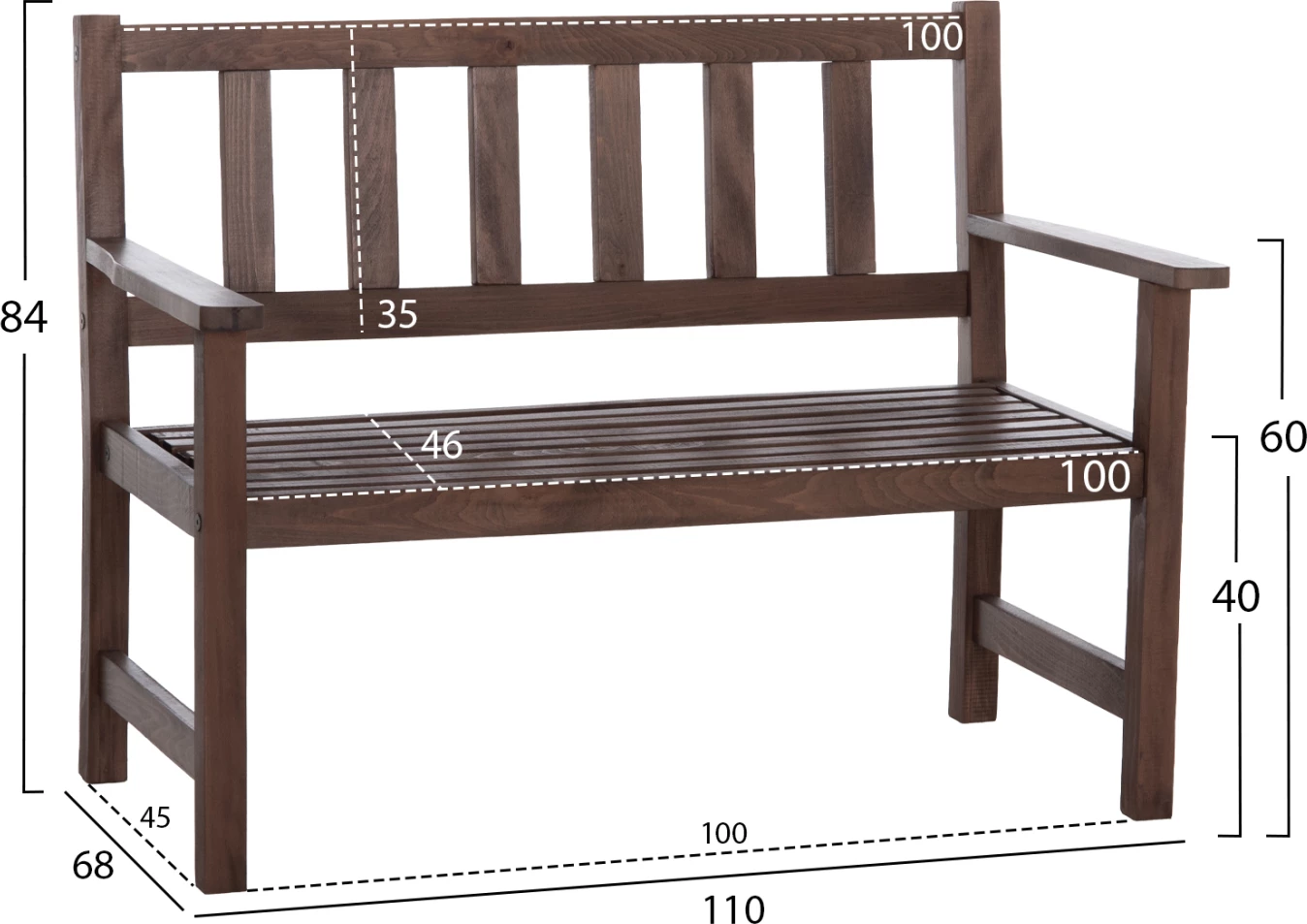 Lesena klop, 2-sedežna Naxos FH5407 110x64,5x85 cm
