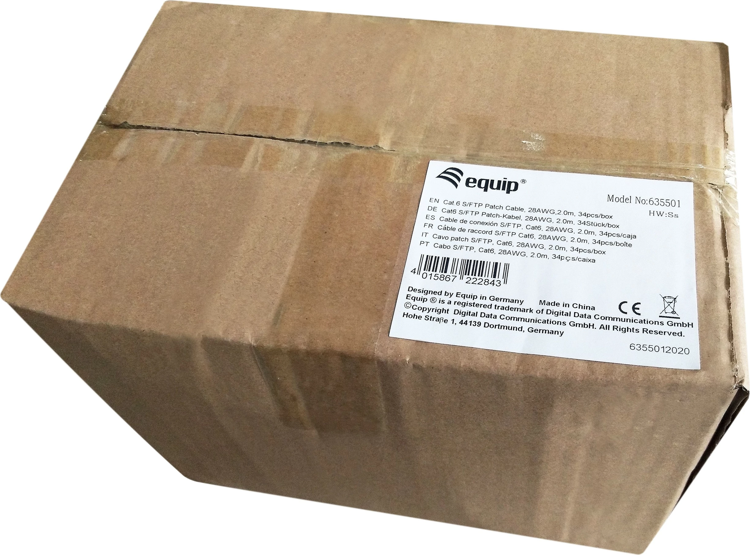 Mrežni kabel Cat6 S/FTP 2 m, EQUIP, RJ-45, siv