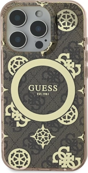 Ovitek za telefon MagSafe IML Peony On 4G, Guess, za iPhone 16 Pro Max, rjav