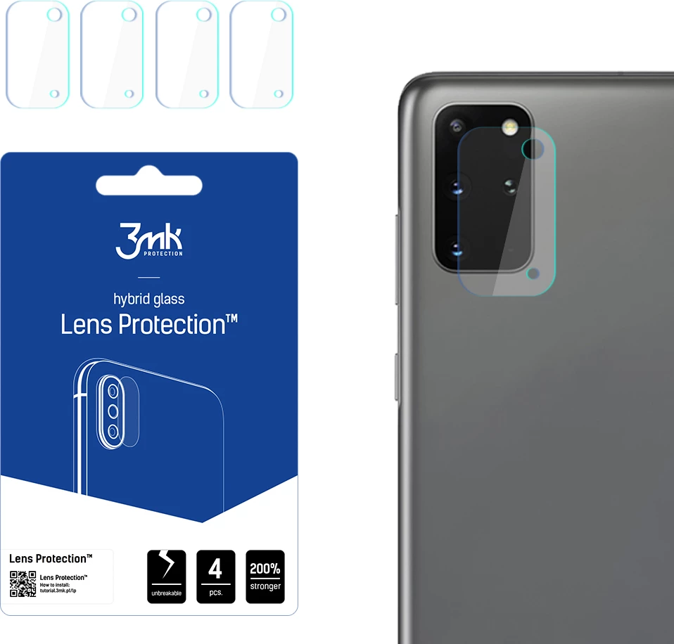 Zaščita leče za Samsung Galaxy S20 Plus 5G, 3mk Lens Protection, 4 kosa, prozorna