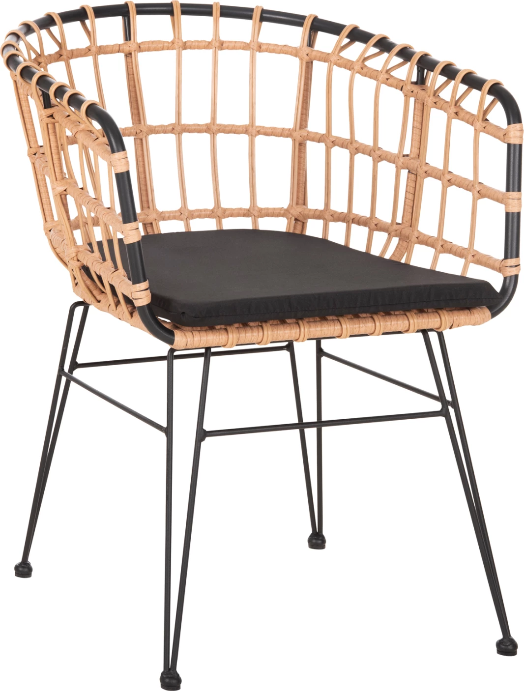 Vrtni naslanjač ALLEGRA FH5456.11 kovina in blazina črna-pletena bež 58x61x81Hcm