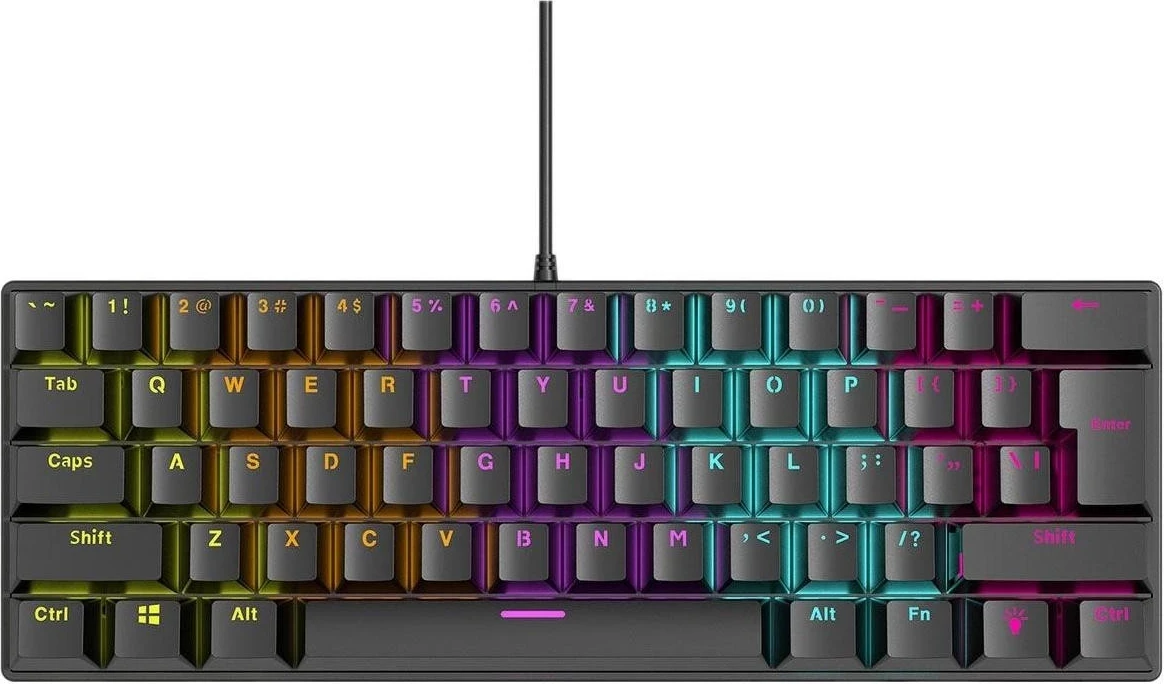 Mehanska tipkovnica z RGB osvetlitvijo Rampage PLOWER K60 Blue RGB, črna