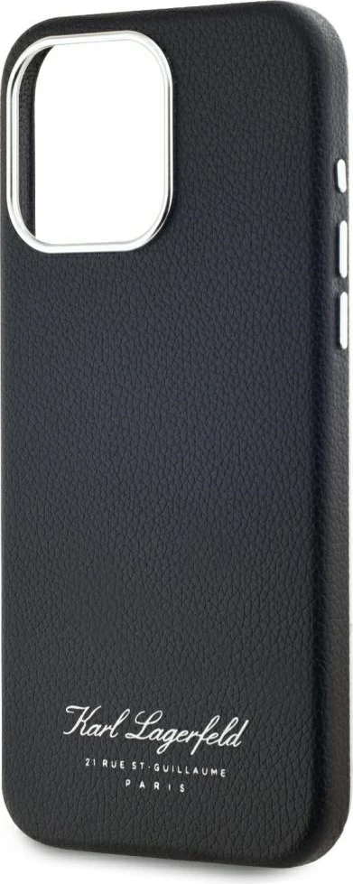 Ovitek za iPhone 15 Pro, eleganten Karl Lagerfeld Hotel RSG, črn