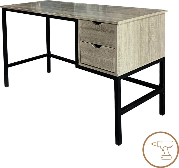 Delovna miza Ramen, sonoma, črne kovinske noge, 120x48x76 cm