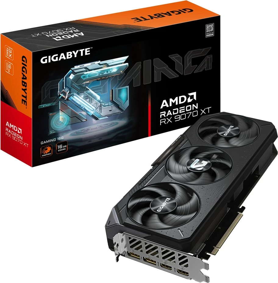 Grafična kartica Radeon RX 9070 XT GAMING 16G Gigabyte, 16 GB GDDR6, PCI-E 5.0, črna