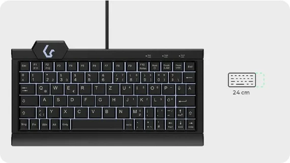 Kompaktna tipkovnica KeySonic KSK-3010ELC, z žico, LED, QWERTZ, črna