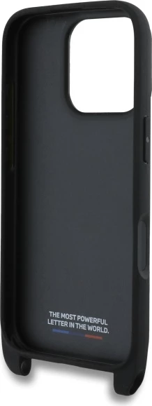 Ovitek za telefon z vgrajenim trakom, BMW M Edition Carbon Tricolor Lines, za iPhone 16 Pro, črn
