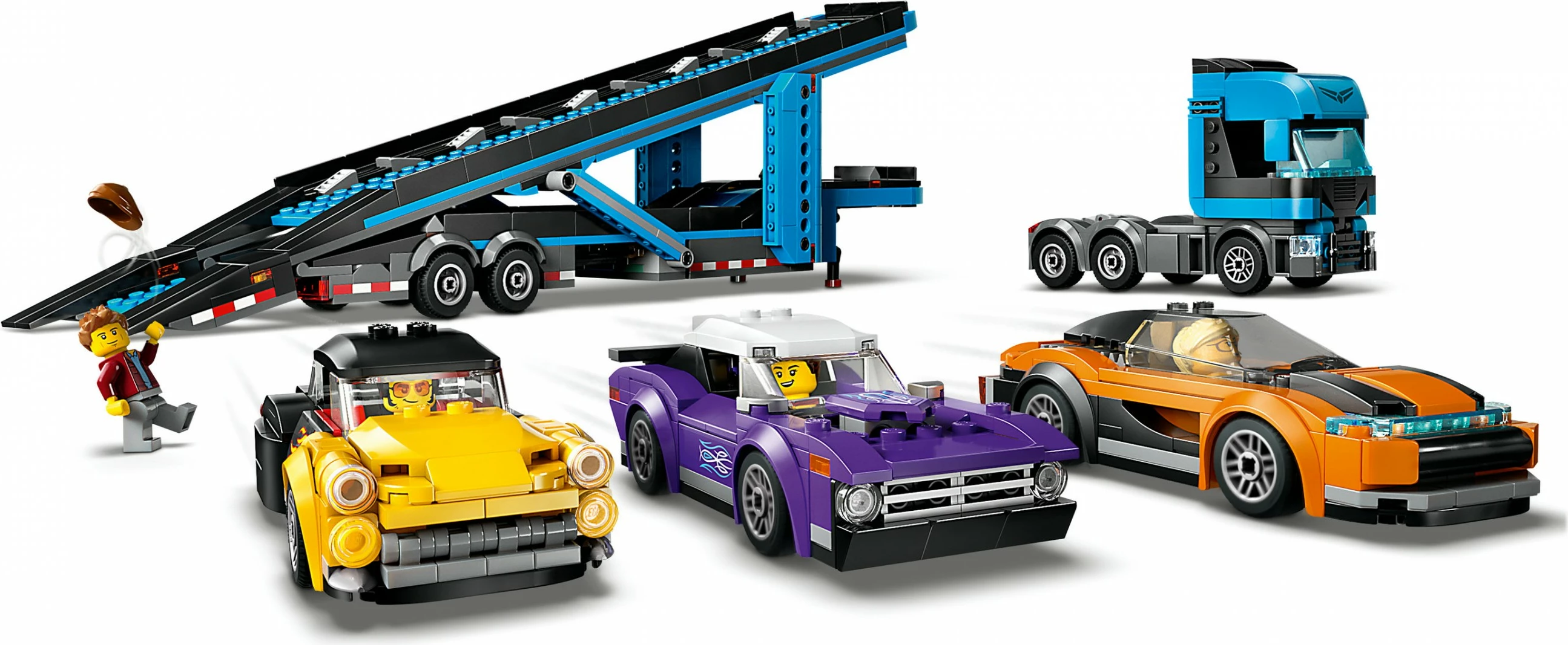 Komplet za sestavljanje avtotransporter z dirkalniki LEGO City 60408, večbarven