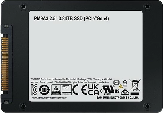 NVMe U.2 SSD 3,84 TB, 2,5", 6900 MB/s Samsung PM9A3