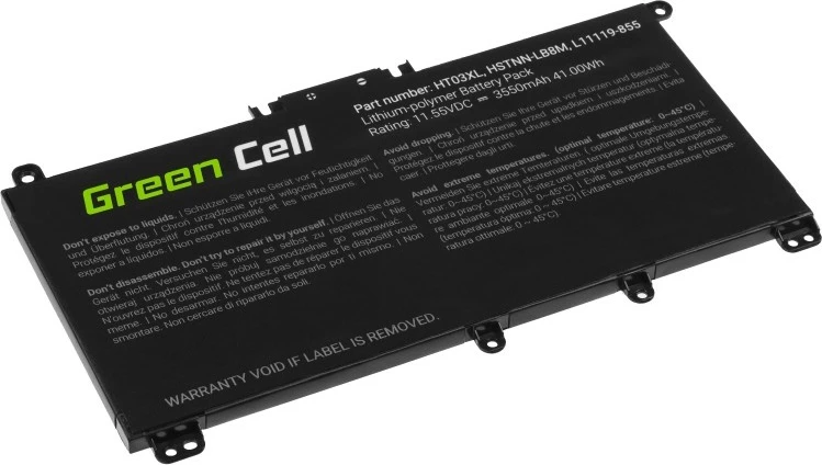 Baterija za prenosnik, Li-polimer, 3550 mAh, 11,55 V, Green Cell HP163, za HP 14/15/17/Pavilion, črna