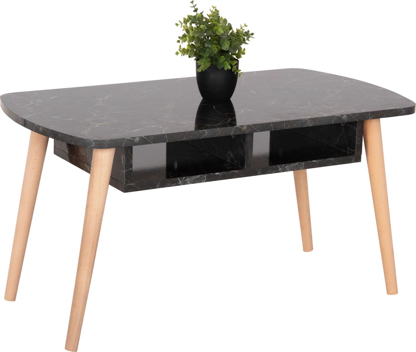 Klubska miza SLIVEN FH18178.02 črna marmorna melamina-noge v naravni barvi 90x50x47,5Hcm