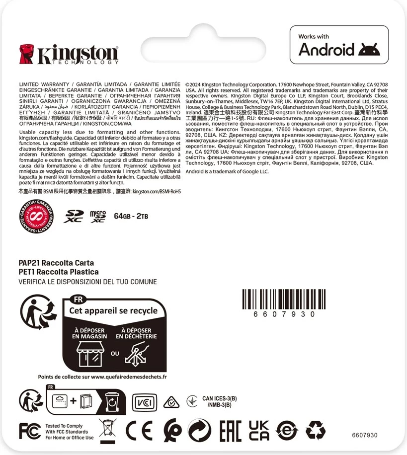 Kartica microSDXC 128GB (s SD adapterjem) Kingston Canvas Select Plus, črna