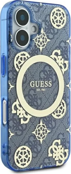 Ovitek Peony On 4G MagSafe za iPhone 16, Guess, moder