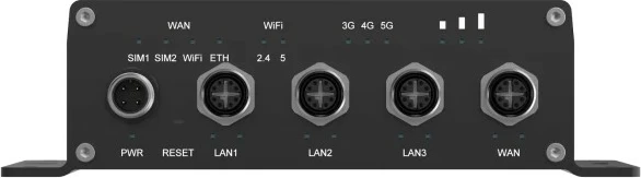 Usmerjevalnik 5G Teltonika ATRM50 4x Gigabit Ethernet M12, dvojni SIM, eSIM, GNSS, 9–50 V, IP30, črn