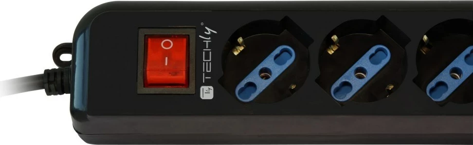 Rokavina z 6 vtičnicami Techly Power Strip, 1,5 m, črn