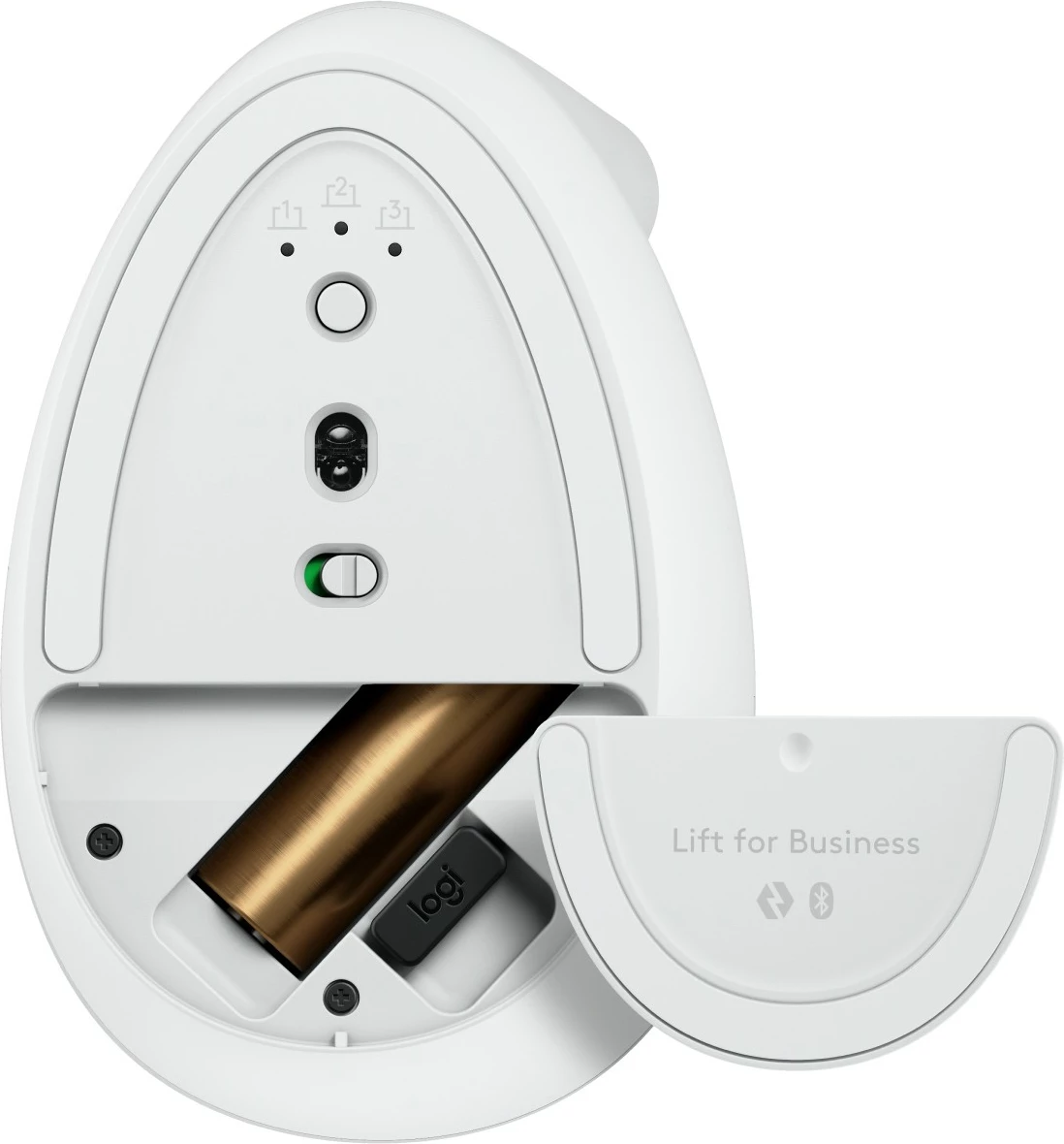 Ergonomski vertikalni miš Logitech Lift za poslovno rabo, 6 gumbov, brezžična, Bluetooth, Bolt USB, bela
