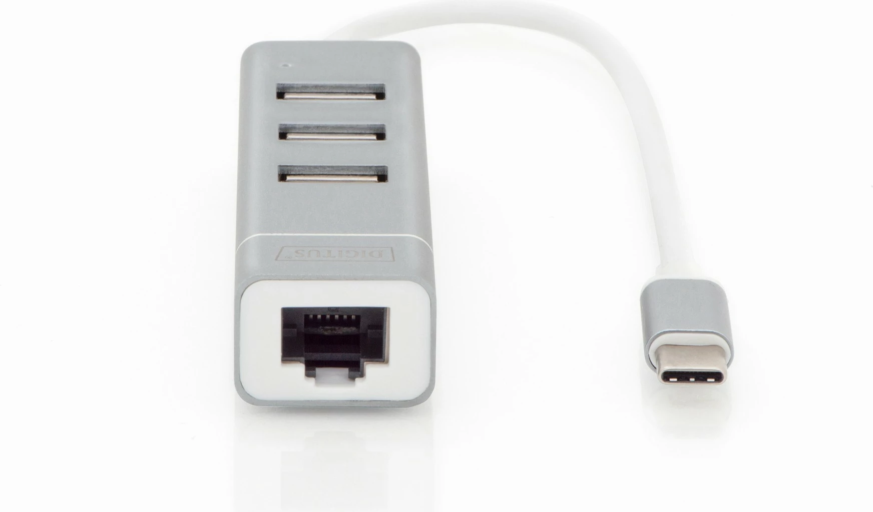 USB razširitveni hub, 3 vrata, Ethernet, alumin - Digitus