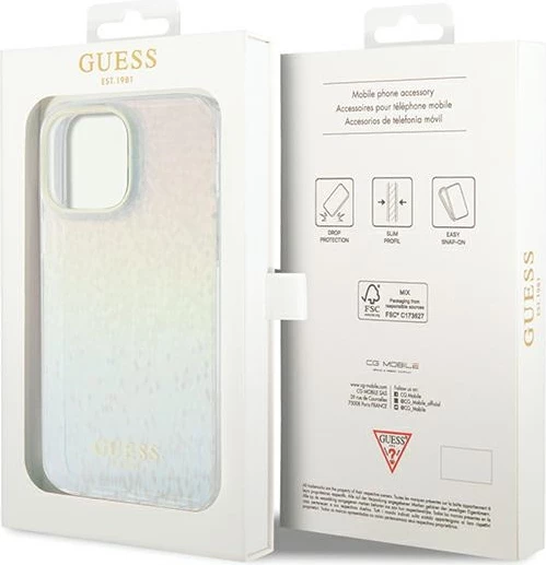Ovitek za telefon z fasetiranim ogledalom Disco Iridescent, Guess IML, za iPhone 13 Pro Max, večbarven