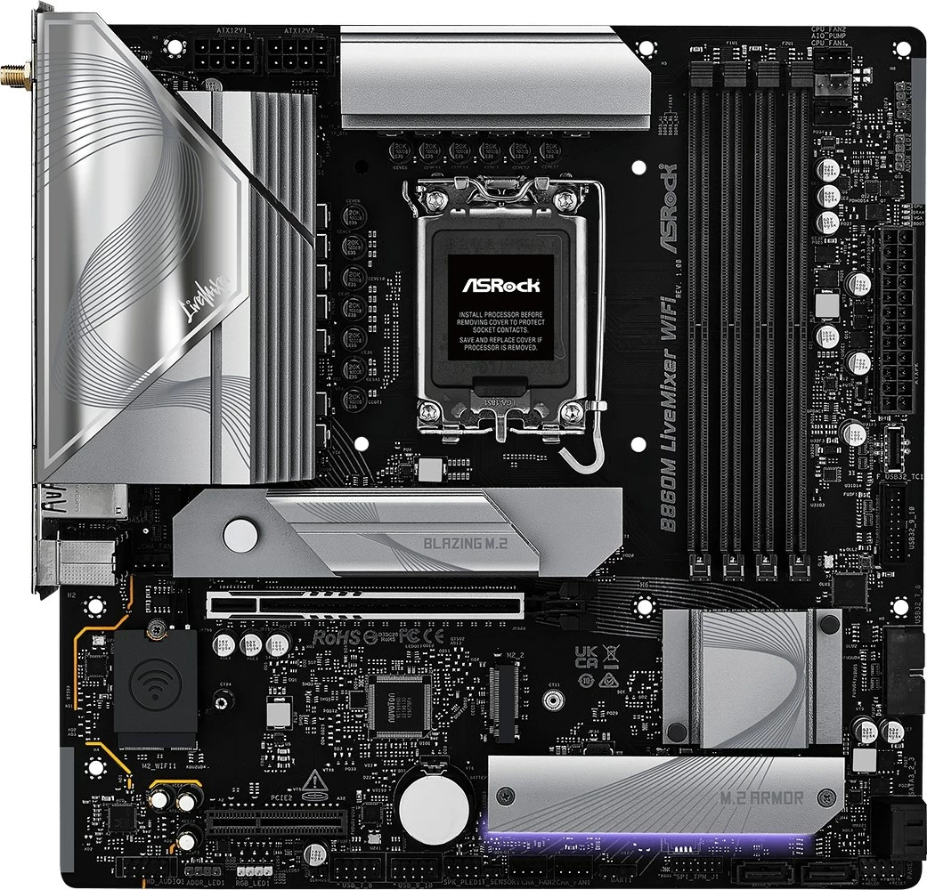 Plošča mame Asrock B860M LiveMixer WiFi, Intel B860, micro ATX