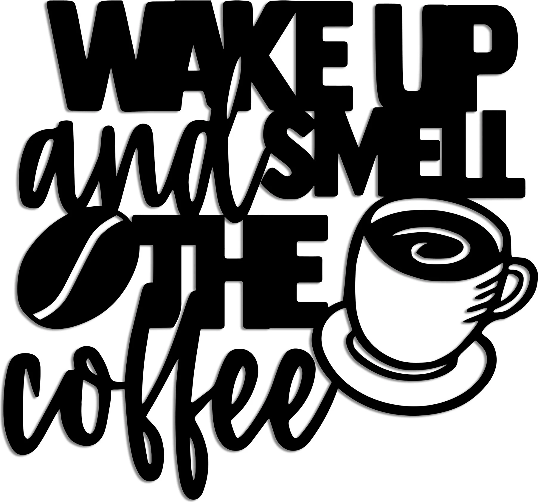 Dekorativni kovinski stenski dodatek Wallity, Wake up Coffee