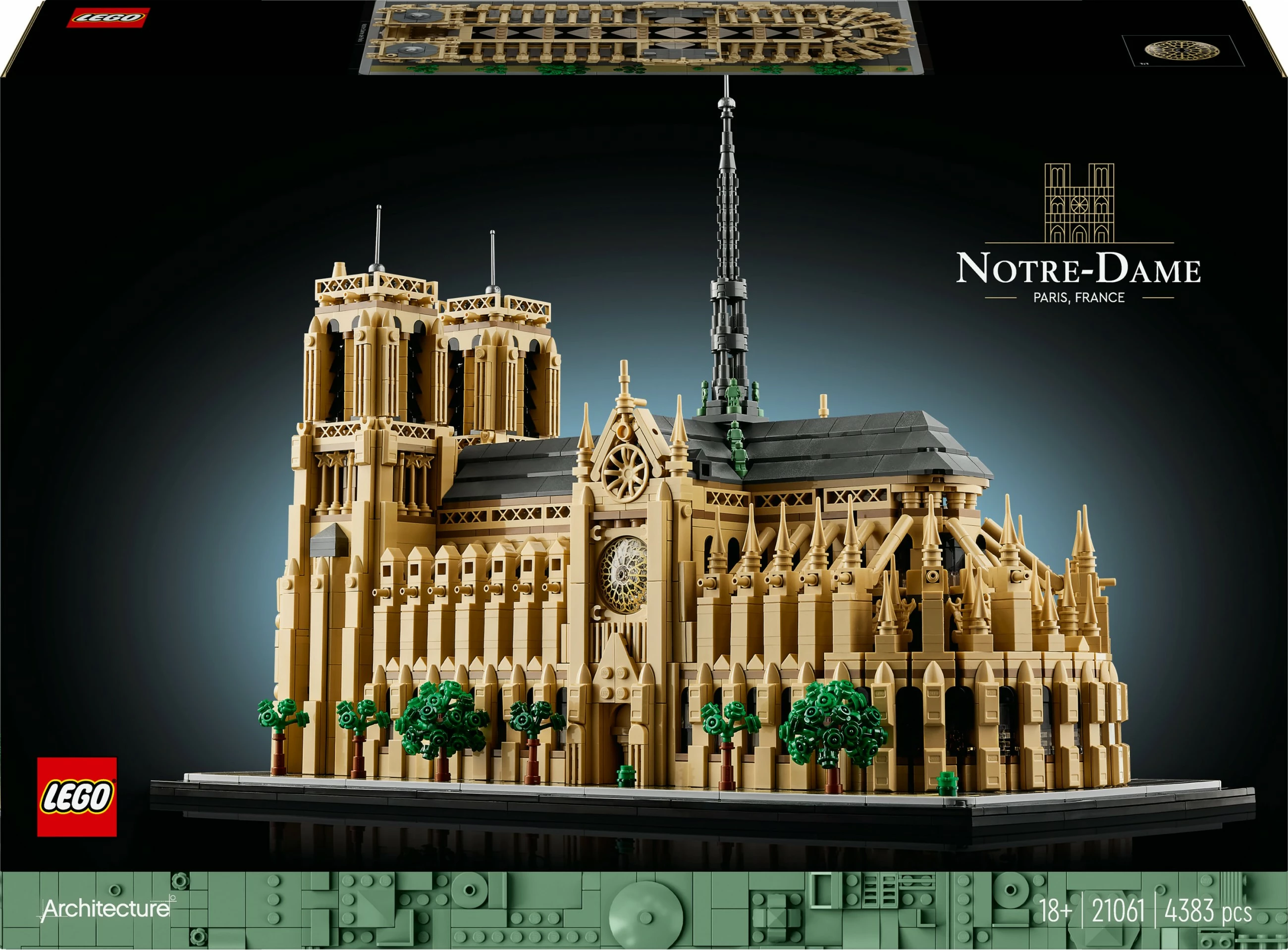 Model Notre-Dame de Paris, LEGO Architecture, 4383 kosov, plastika, večbarven
