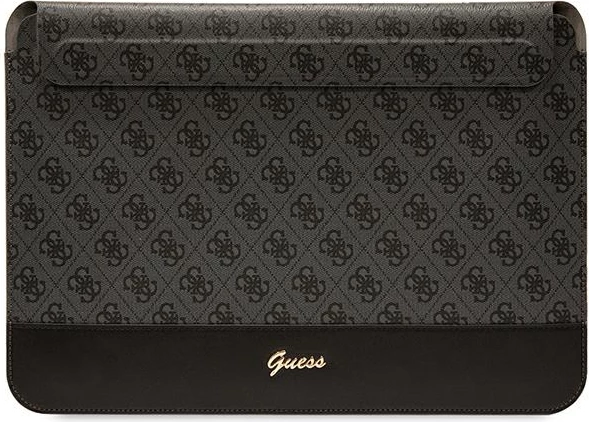 Ovitek za prenosnik do 14", 4G Stripe z metalnim logotipom, eko usnje, črn — Guess