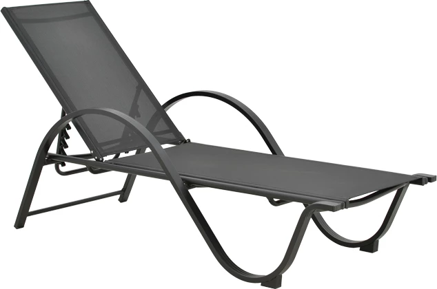 Ležalnik z nasloni za roke, alumin in tekstilen, temno siva, 200x62x35