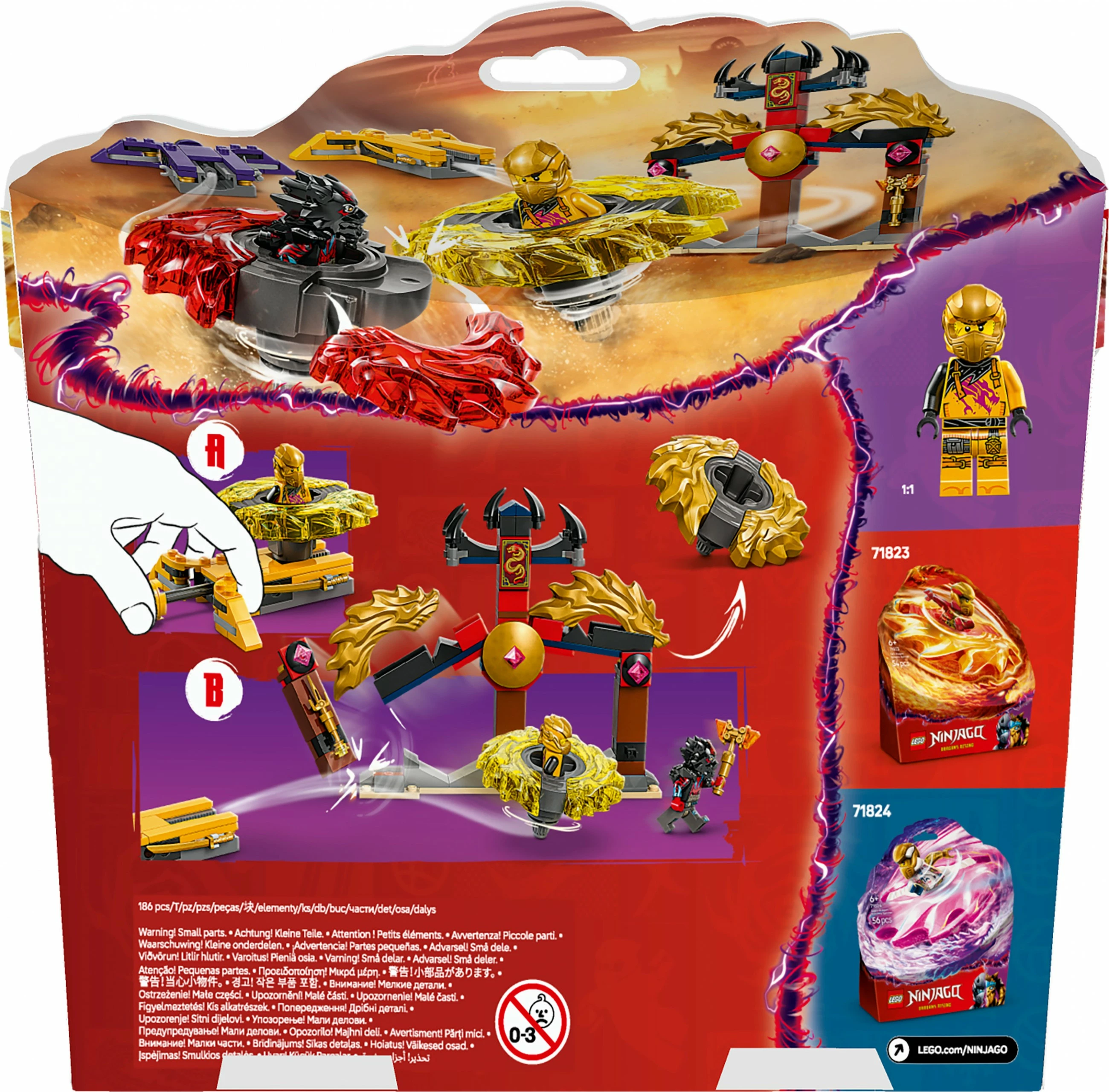 Komplet za gradnjo Ninjago Dragon Spinjitzu Battle Pack 71826, 186 delov, večbarven