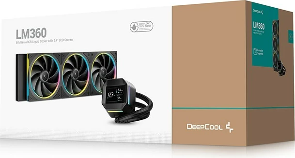 Vodeno hlajenje Deepcool LM360, 3x120 mm, IPS zaslon, LED RGB, črn
