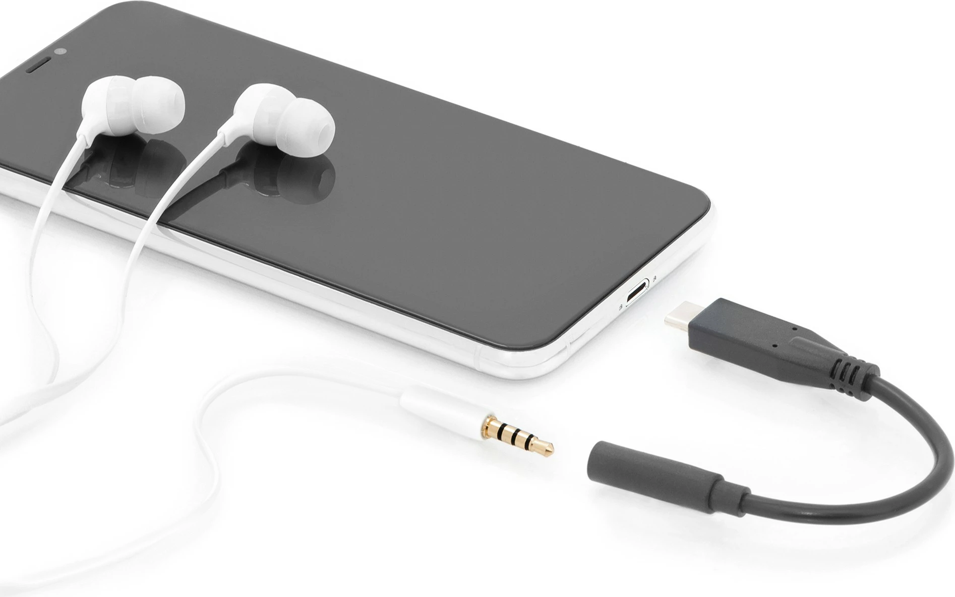 Audio adapter USB-C 0,2 m, črn — Digitus