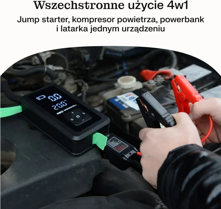 Powerbank 8000 mAh, črn s svetlo zelenimi detajli, Green Cell CJSGC03