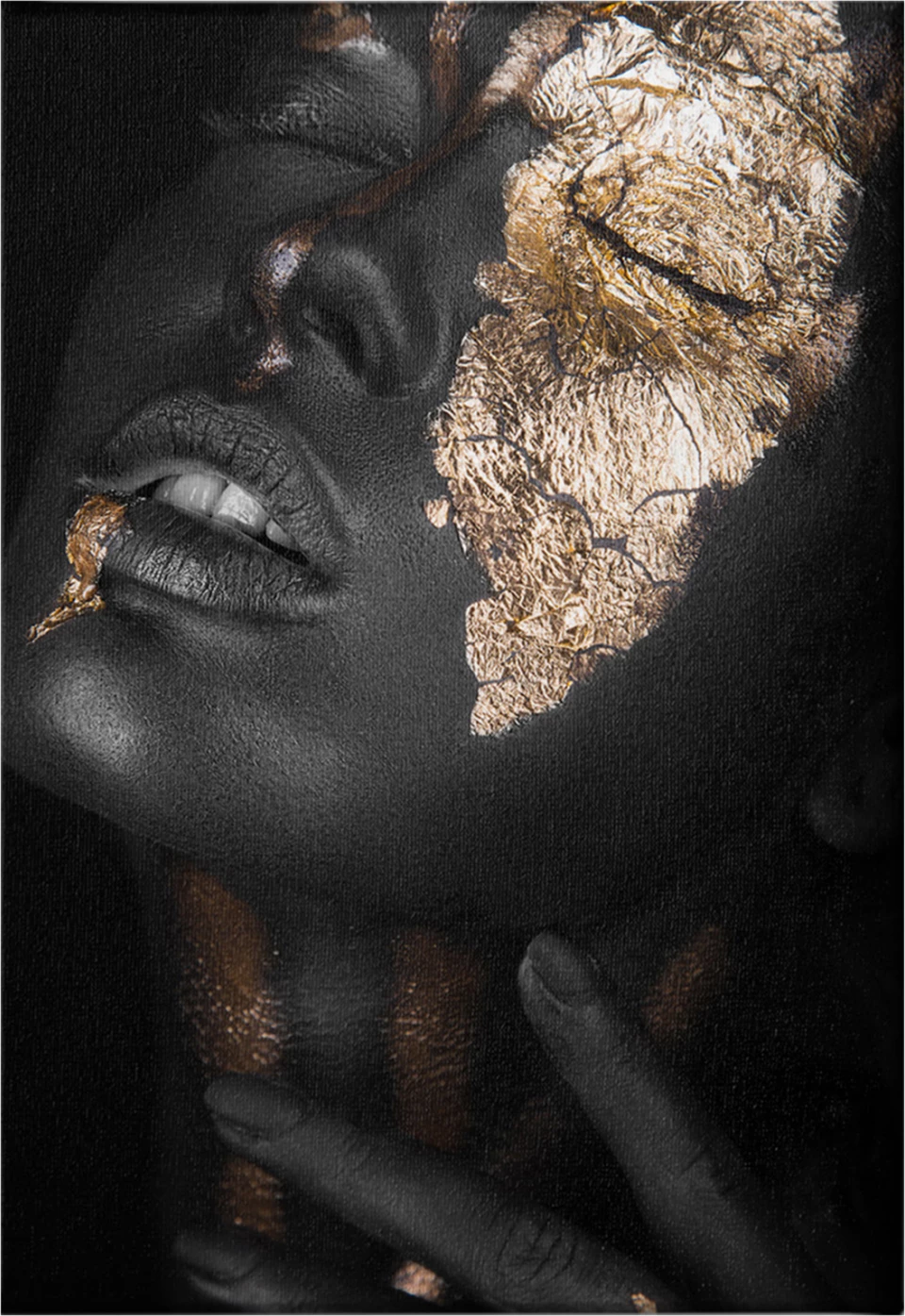 Slikarsko platno temnopolta deklica z zlatim ličenjem FH7196.01 50X3X70 cm